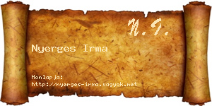 Nyerges Irma névjegykártya